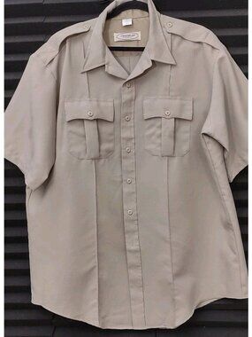 Creighton Uniform Shirt Khaki Short Sleeve Size 2XL Buttons And Zipper Front
